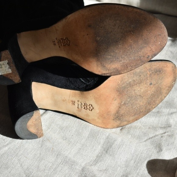 Ann Demeulemeester Black Velluto Suede Knee High Heeled Boots Sz 38 (7.5") - Picture 11 of 14